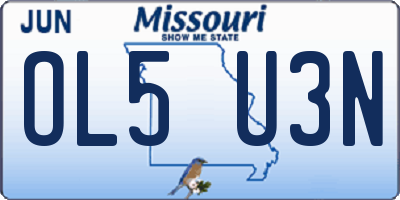 MO license plate OL5U3N