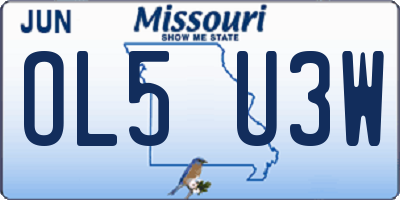 MO license plate OL5U3W