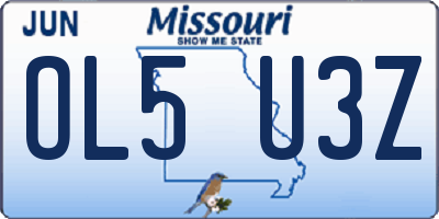 MO license plate OL5U3Z