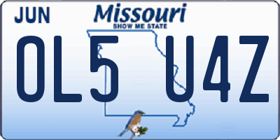 MO license plate OL5U4Z