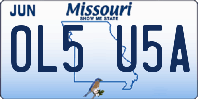 MO license plate OL5U5A
