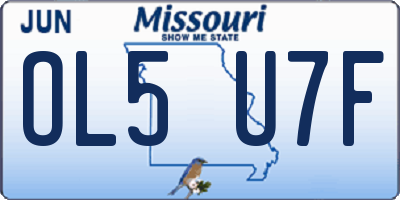 MO license plate OL5U7F