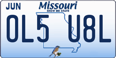 MO license plate OL5U8L