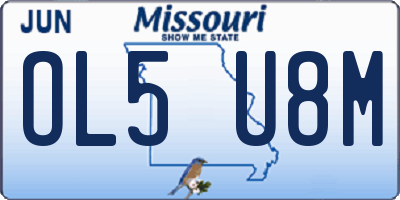 MO license plate OL5U8M