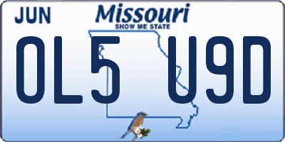 MO license plate OL5U9D