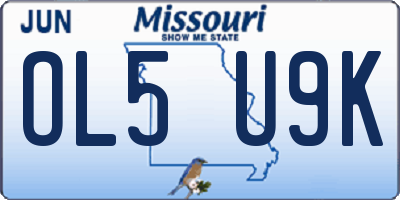 MO license plate OL5U9K