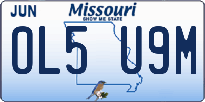 MO license plate OL5U9M