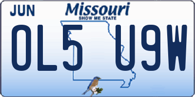 MO license plate OL5U9W