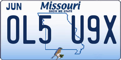MO license plate OL5U9X