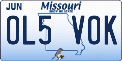 MO license plate OL5V0K
