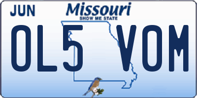 MO license plate OL5V0M