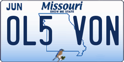 MO license plate OL5V0N