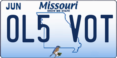 MO license plate OL5V0T