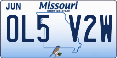 MO license plate OL5V2W
