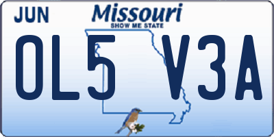 MO license plate OL5V3A
