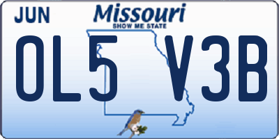 MO license plate OL5V3B