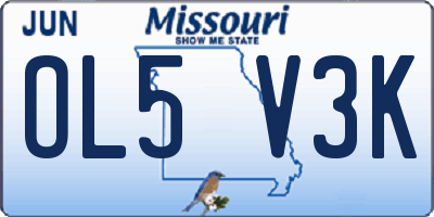 MO license plate OL5V3K