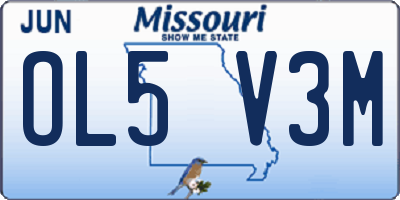 MO license plate OL5V3M