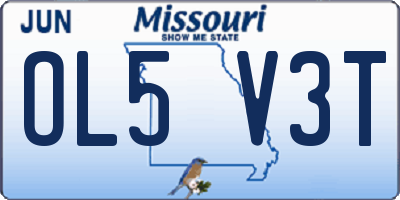 MO license plate OL5V3T