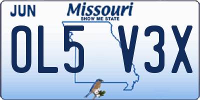 MO license plate OL5V3X