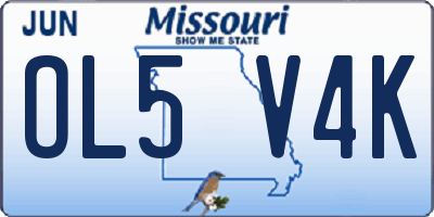 MO license plate OL5V4K