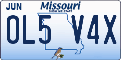 MO license plate OL5V4X