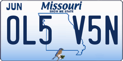 MO license plate OL5V5N