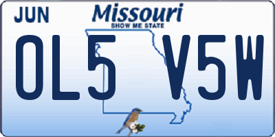 MO license plate OL5V5W