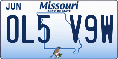 MO license plate OL5V9W