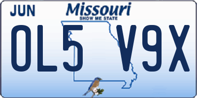 MO license plate OL5V9X