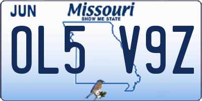 MO license plate OL5V9Z