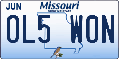 MO license plate OL5W0N
