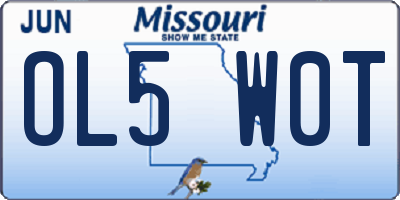MO license plate OL5W0T