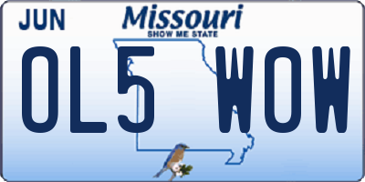 MO license plate OL5W0W