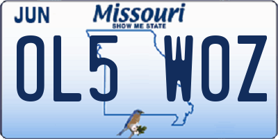 MO license plate OL5W0Z