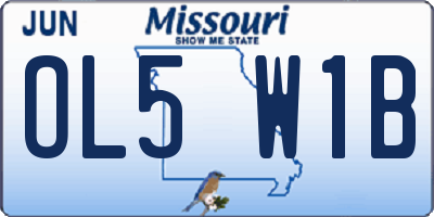 MO license plate OL5W1B