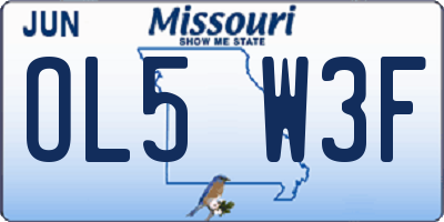 MO license plate OL5W3F