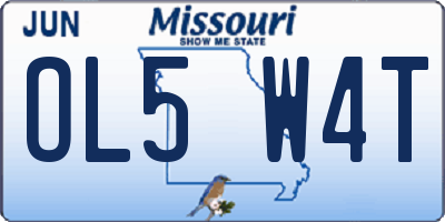 MO license plate OL5W4T