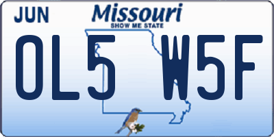 MO license plate OL5W5F