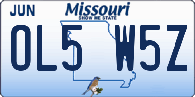 MO license plate OL5W5Z