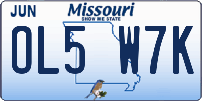 MO license plate OL5W7K