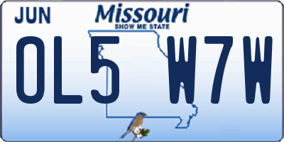 MO license plate OL5W7W