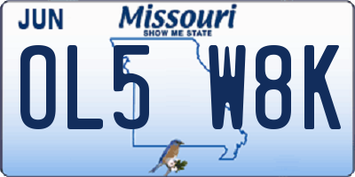 MO license plate OL5W8K