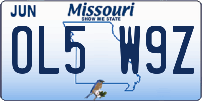 MO license plate OL5W9Z