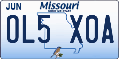 MO license plate OL5X0A