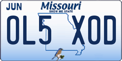 MO license plate OL5X0D