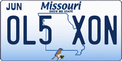 MO license plate OL5X0N