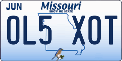MO license plate OL5X0T