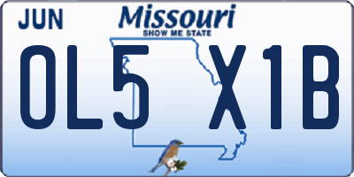 MO license plate OL5X1B