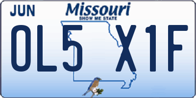 MO license plate OL5X1F